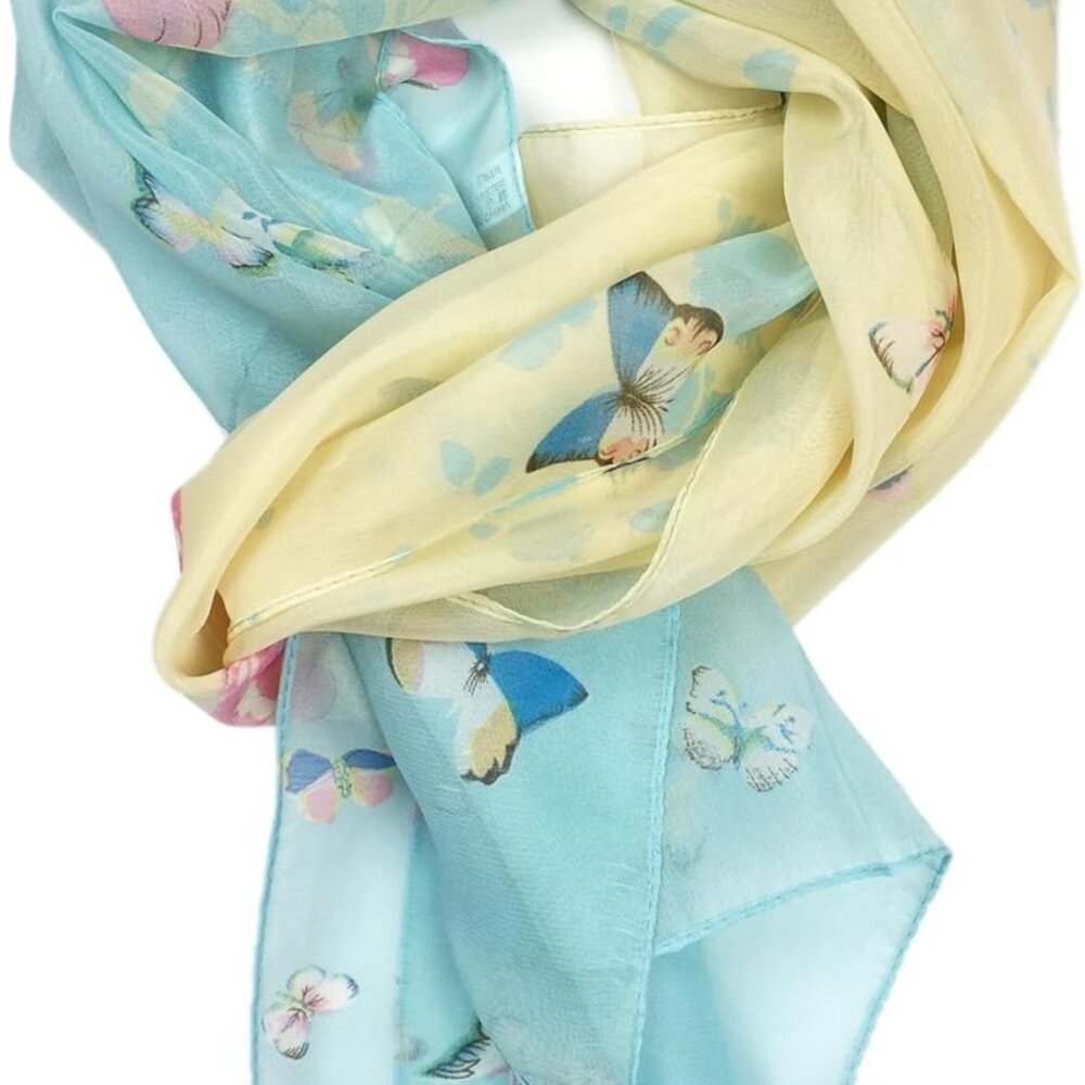 Ladies/Women's Lightweight Floral Print/Solid Color mixture Shawl Scarf For Spri - Picture 2 of 5